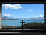 The Church of Good Shepherd has a plain glass window over the altar with a stunning view of the lake and mountains - far better than any stained glass © P Curtis 2012  (img_5485)