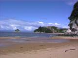 Kaiteriteri Beach - Pete is just visible collecting mussels on the rocks